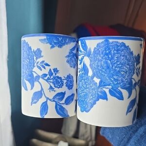 Martha Stewart Blue Floral Mug Pair